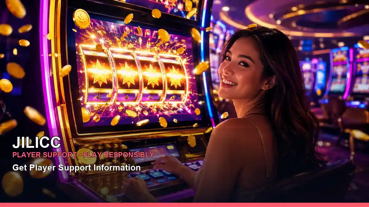 JILICC jackpot slot games with an adult Filipina casino host in a celebratory scene